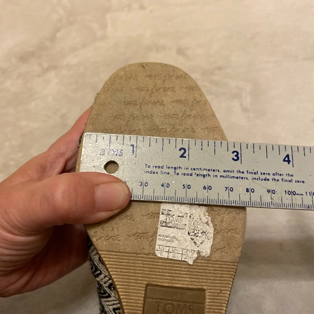 TOMS Black and White Zigzag Cork Wedges